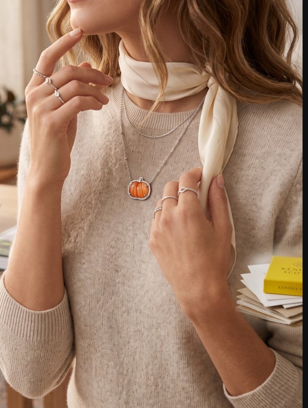 Kendra Scott Silver Pumpkin Pendant Necklace